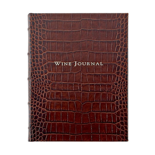 Tabbed Wine Journal in Brown Crocodile Embossed Leather-Book-Graphic Image, Inc.-Top Notch Gift Shop