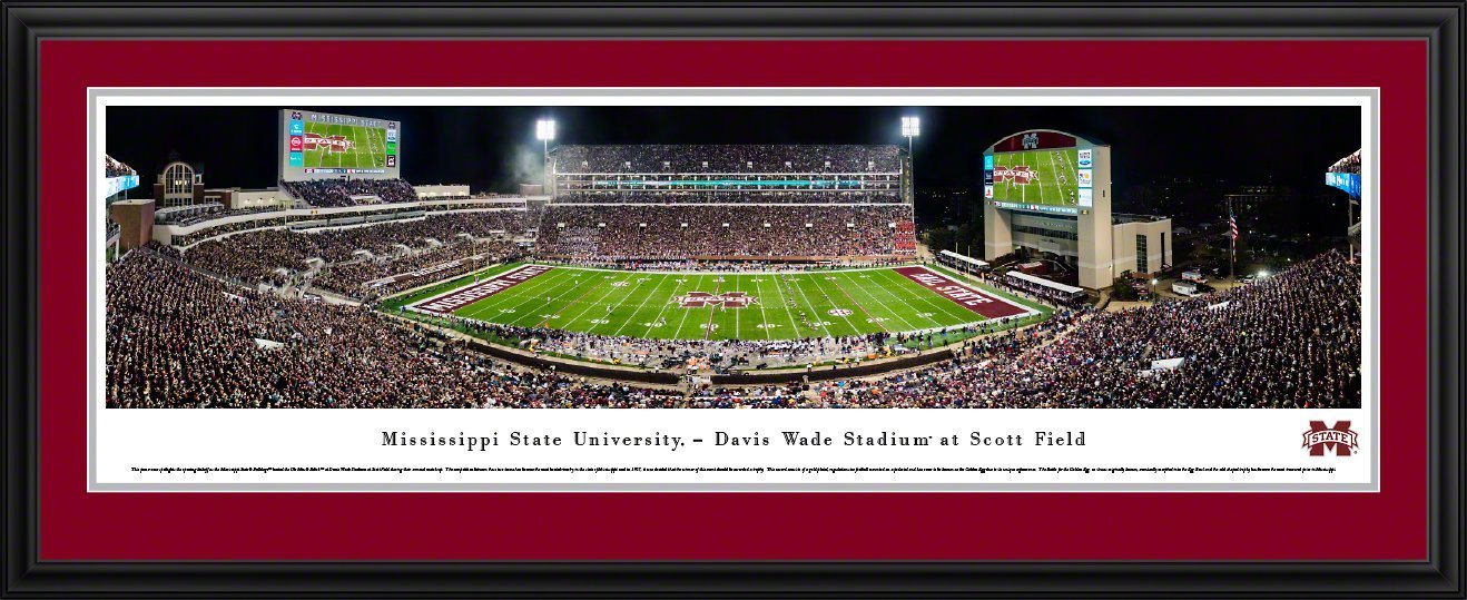 Mississippi State Football - "Stadium 50 Yard Line" Panorama Framed Print-Print-Blakeway Worldwide Panoramas, Inc.-Top Notch Gift Shop