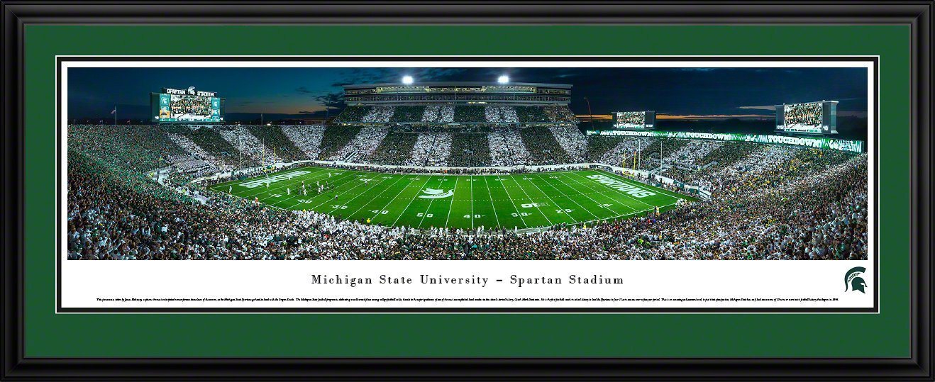 Michigan State Football - "Stadium 50 Yard Line" Panorama Framed Print-Print-Blakeway Worldwide Panoramas, Inc.-Top Notch Gift Shop