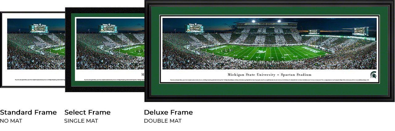 Michigan State Football - "Stadium 50 Yard Line" Panorama Framed Print-Print-Blakeway Worldwide Panoramas, Inc.-Top Notch Gift Shop