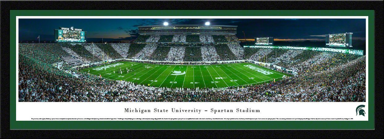 Michigan State Football - "Stadium 50 Yard Line" Panorama Framed Print-Print-Blakeway Worldwide Panoramas, Inc.-Top Notch Gift Shop