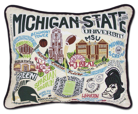 Michigan State University Embroidered CatStudio Pillow-Pillow-CatStudio-Top Notch Gift Shop