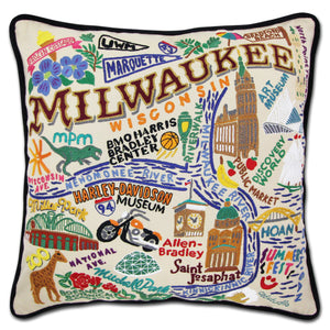 Milwaukee Embroidered CatStudio Pillow-Pillow-CatStudio-Top Notch Gift Shop