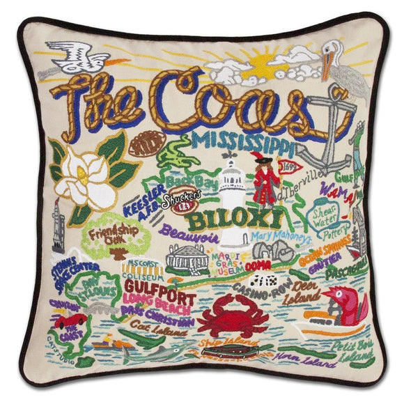 Mississippi Coast Embroidered CatStudio Pillow-Pillow-CatStudio-Top Notch Gift Shop