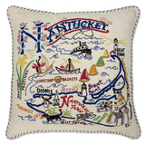 Nantucket Hand Embroidered CatStudio Pillow-Pillow-CatStudio-Top Notch Gift Shop