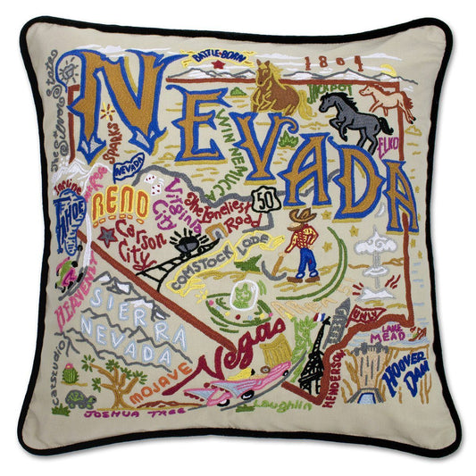 Nevada Embroidered CatStudio State Pillow-Pillow-CatStudio-Top Notch Gift Shop