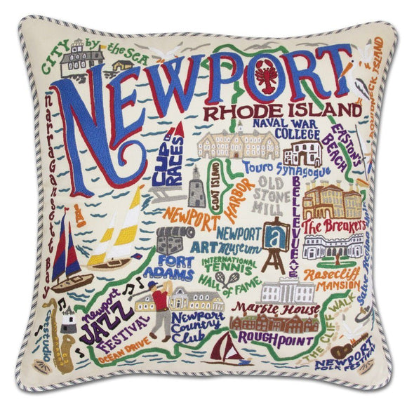 Newport Hand Embroidered CatStudio Pillow-Pillow-CatStudio-Top Notch Gift Shop