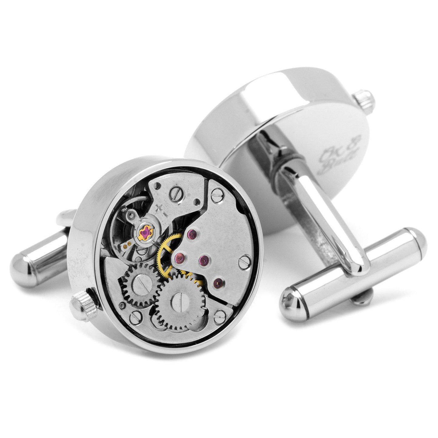 Steampunk Silver Watch Movement Cufflinks-Cufflinks-Cufflinks, Inc.-Top Notch Gift Shop