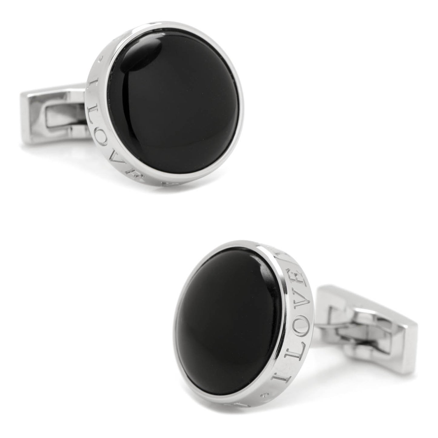 Onyx I Love You Stainless Steel Cufflinks-Cufflinks-Cufflinks, Inc.-Top Notch Gift Shop