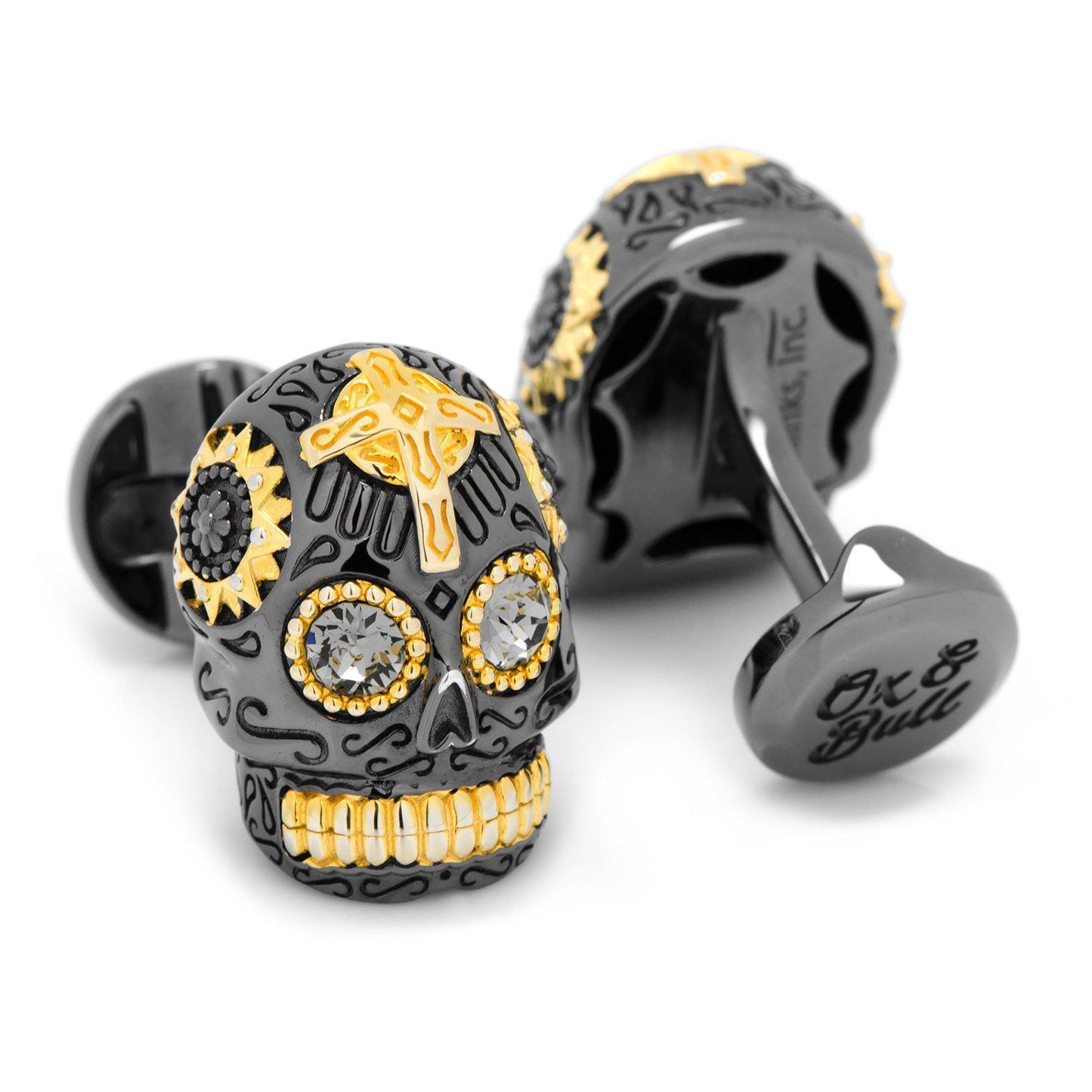 Black and Gold Vermeil Day of the Dead Skull Cufflinks-Cufflinks-Cufflinks, Inc.-Top Notch Gift Shop