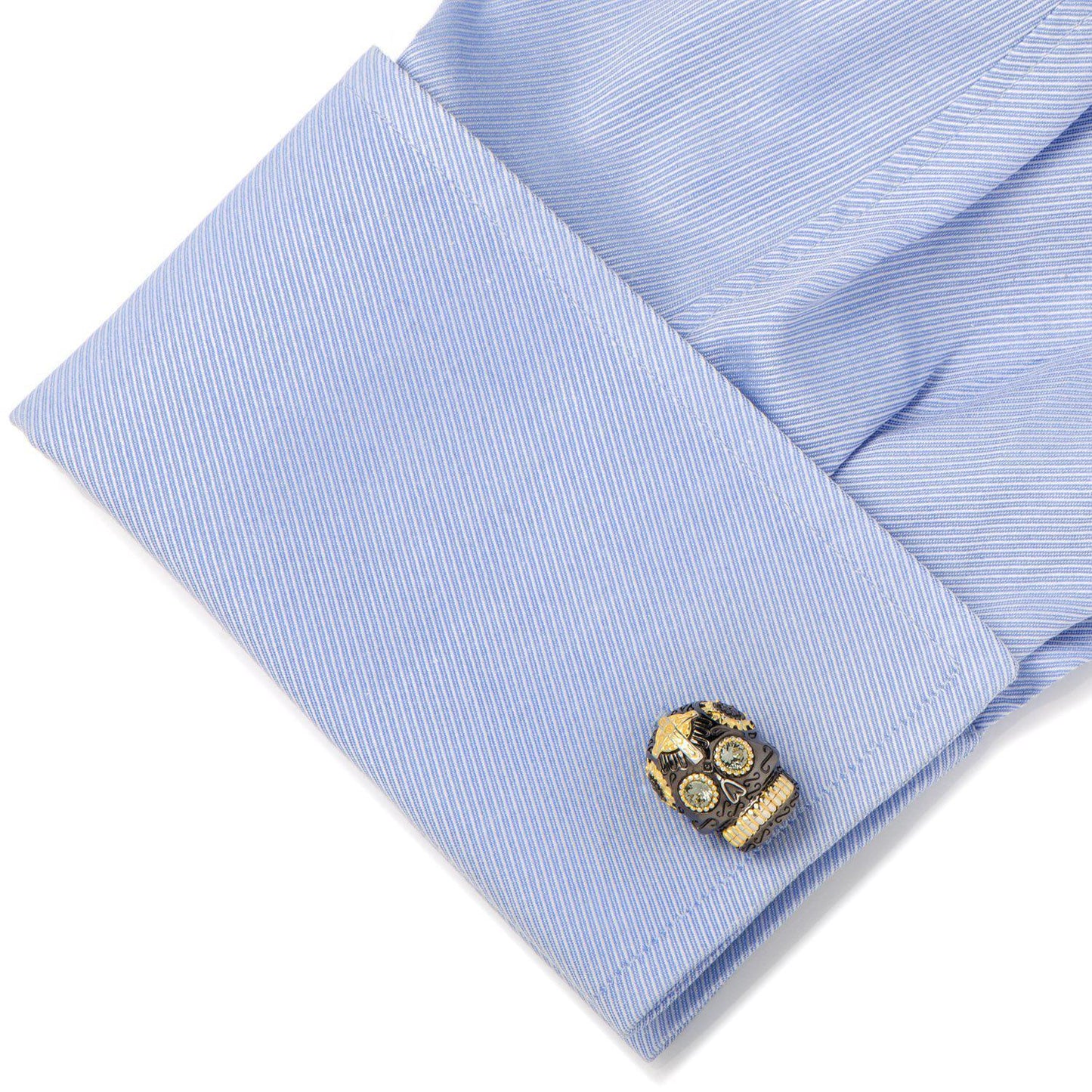 Black and Gold Vermeil Day of the Dead Skull Cufflinks-Cufflinks-Cufflinks, Inc.-Top Notch Gift Shop