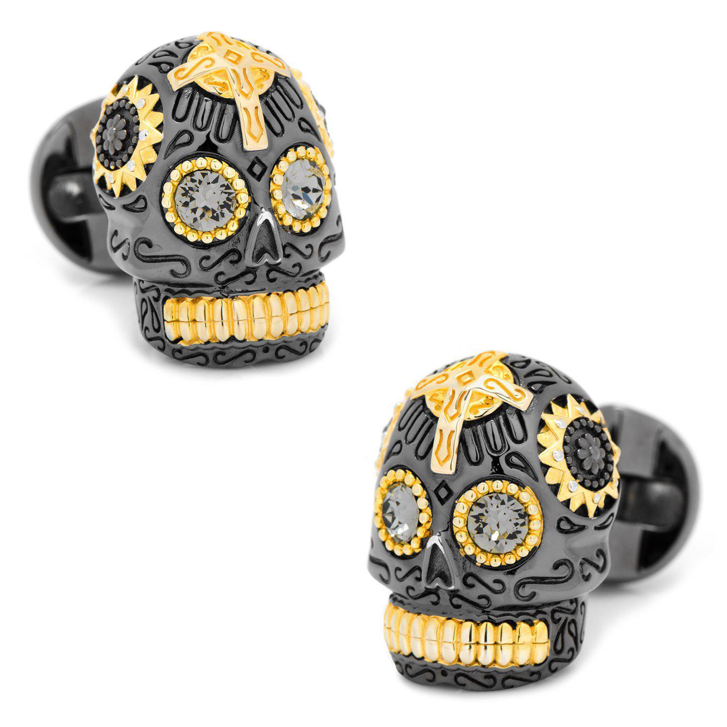 Black and Gold Vermeil Day of the Dead Skull Cufflinks-Cufflinks-Cufflinks, Inc.-Top Notch Gift Shop