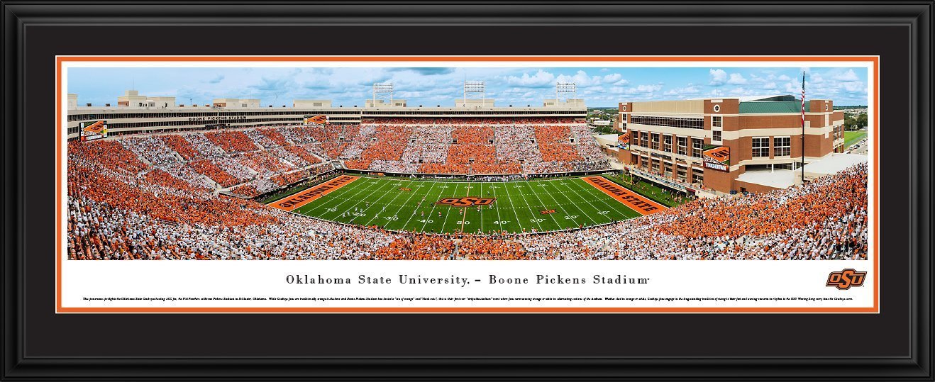 Oklahoma State Football - "Stadium 50 Yard Line" Panorama Framed Print-Print-Blakeway Worldwide Panoramas, Inc.-Top Notch Gift Shop