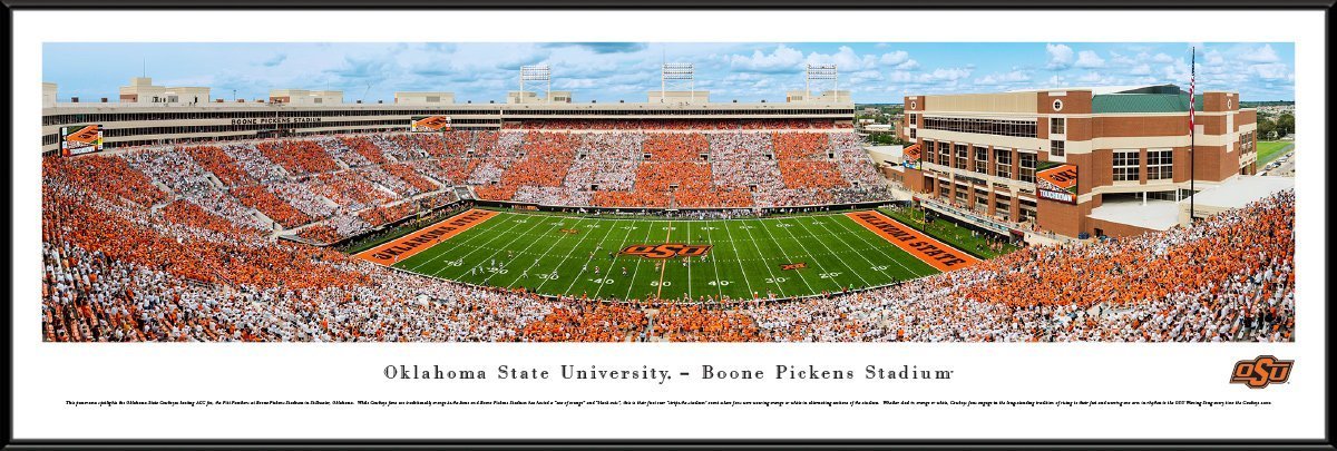 Oklahoma State Football - "Stadium 50 Yard Line" Panorama Framed Print-Print-Blakeway Worldwide Panoramas, Inc.-Top Notch Gift Shop