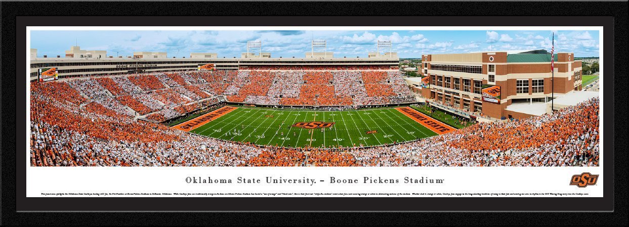 Oklahoma State Football - "Stadium 50 Yard Line" Panorama Framed Print-Print-Blakeway Worldwide Panoramas, Inc.-Top Notch Gift Shop