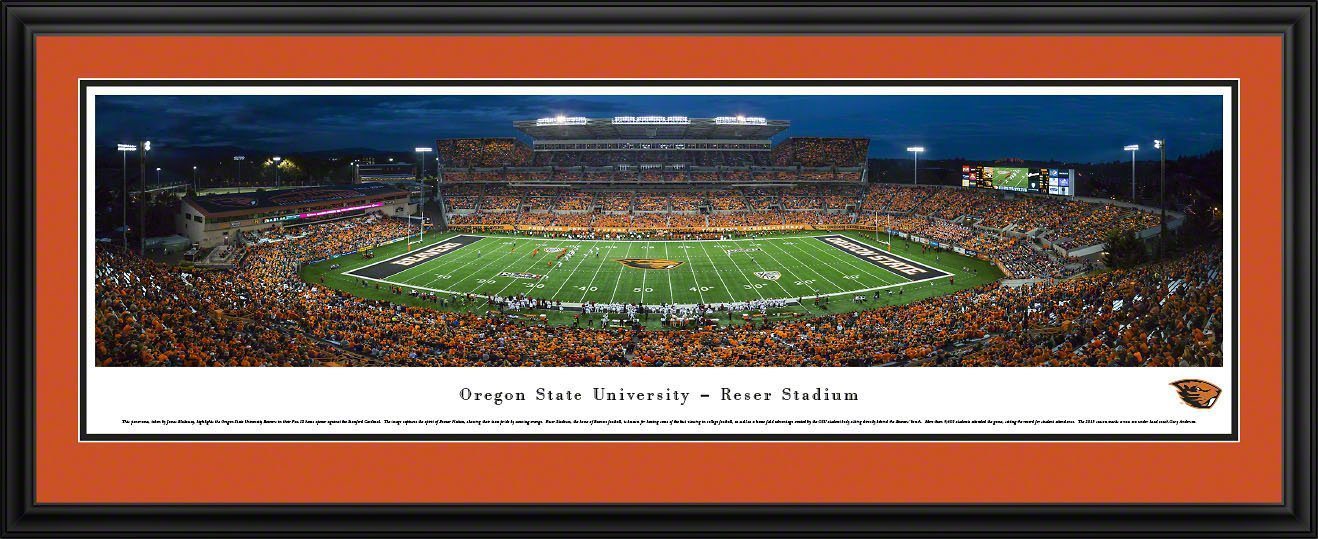 Oregon State Football - "Stadium 50 Yard Line" Panorama Framed Print-Print-Blakeway Worldwide Panoramas, Inc.-Top Notch Gift Shop