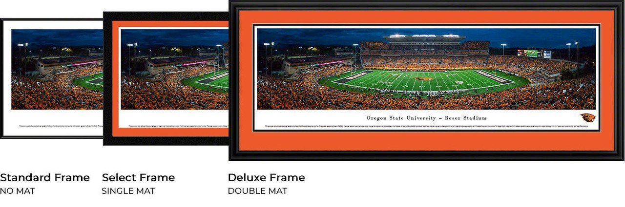 Oregon State Football - "Stadium 50 Yard Line" Panorama Framed Print-Print-Blakeway Worldwide Panoramas, Inc.-Top Notch Gift Shop