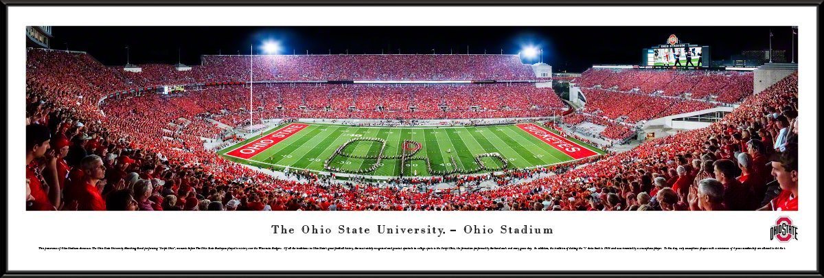 Ohio State Football - "Band Script" Panorama Framed Print-Print-Blakeway Worldwide Panoramas, Inc.-Top Notch Gift Shop