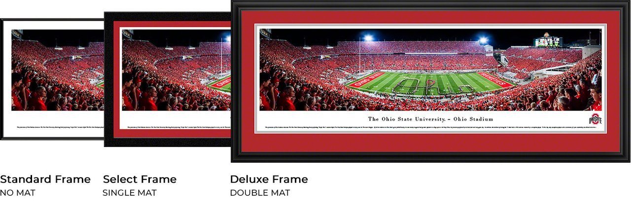 Ohio State Football - "Band Script" Panorama Framed Print-Print-Blakeway Worldwide Panoramas, Inc.-Top Notch Gift Shop