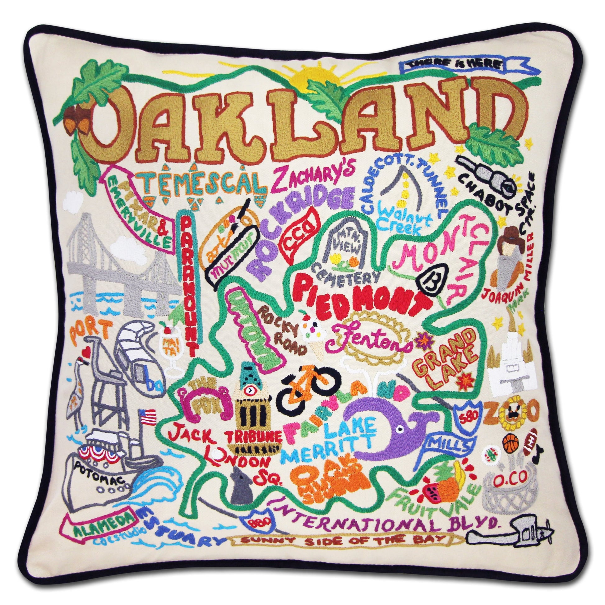 Oakland Hand Embroidered CatStudio Pillow-Pillow-CatStudio-Top Notch Gift Shop