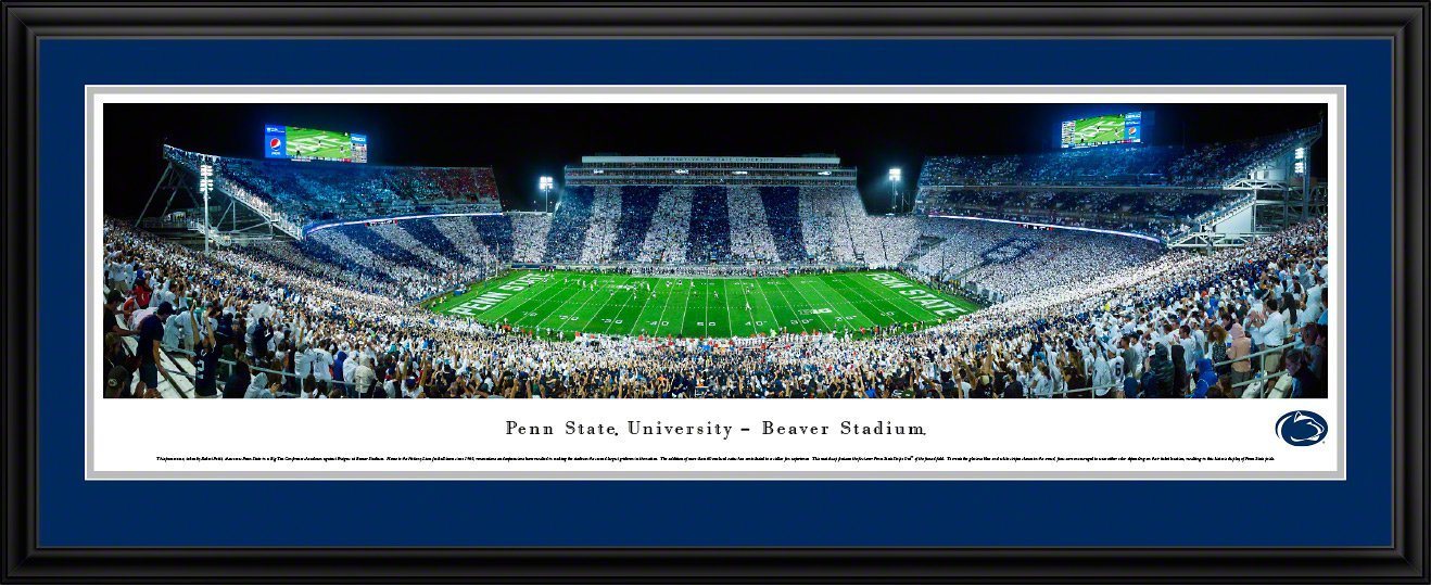 Penn State Football - "Stadium 50 Yard Line" Panorama Framed Print-Print-Blakeway Worldwide Panoramas, Inc.-Top Notch Gift Shop