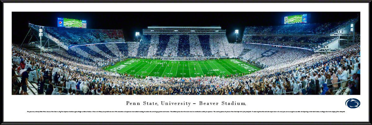 Penn State Football - "Stadium 50 Yard Line" Panorama Framed Print-Print-Blakeway Worldwide Panoramas, Inc.-Top Notch Gift Shop