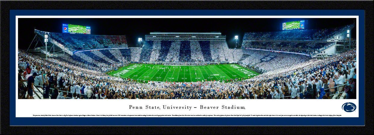 Penn State Football - "Stadium 50 Yard Line" Panorama Framed Print-Print-Blakeway Worldwide Panoramas, Inc.-Top Notch Gift Shop