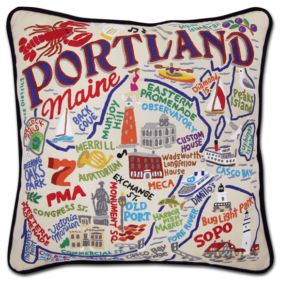 Portland, Maine Embroidered CatStudio Pillow-Pillow-CatStudio-Top Notch Gift Shop