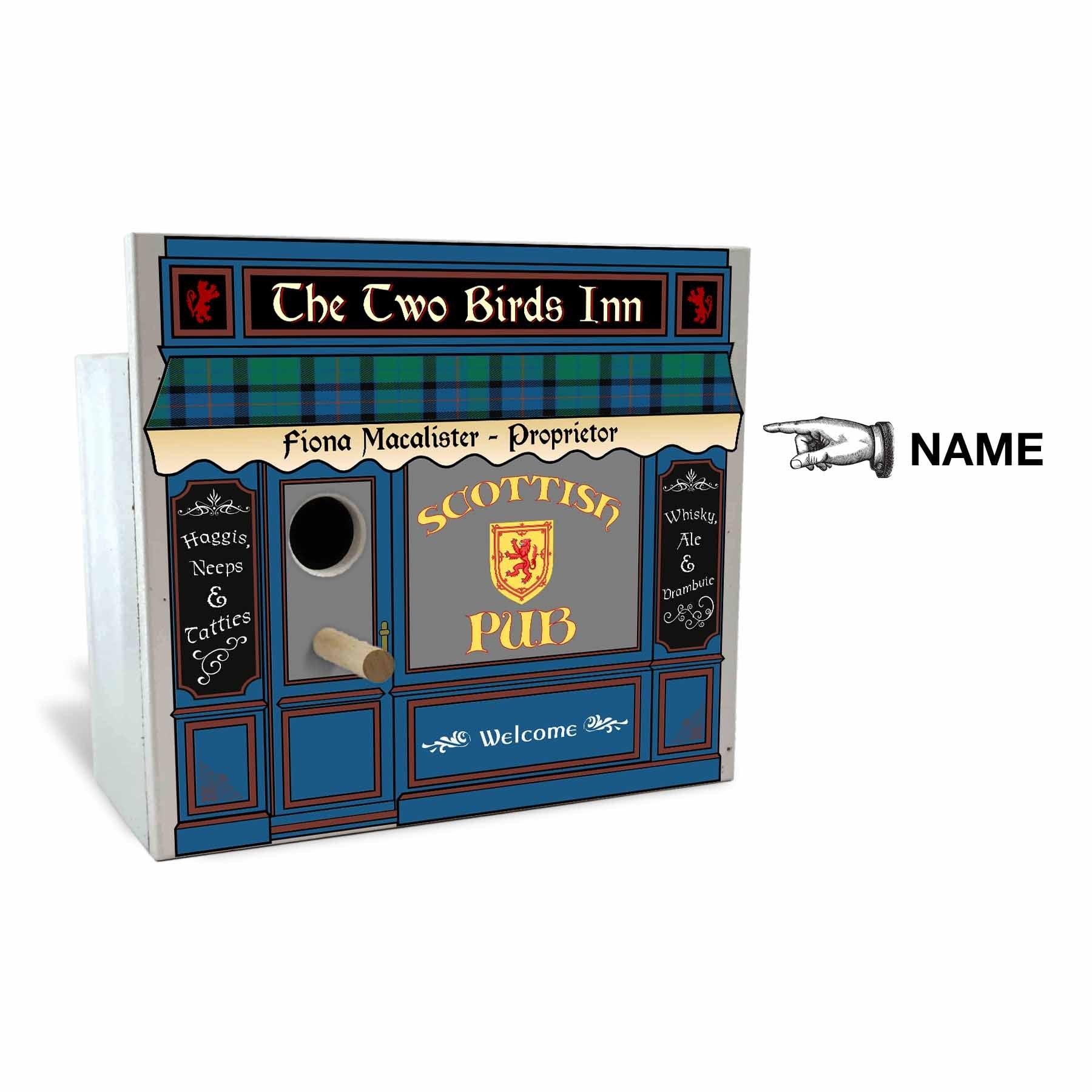 Scottish Pub Birdhouse - Personalized-Birdhouse-1000 Oaks Barrel-Top Notch Gift Shop