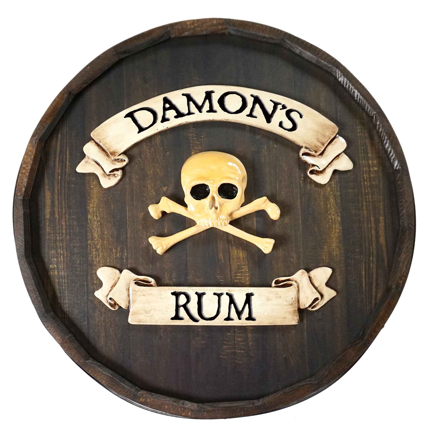 Skull Quarter Barrel Sign - Personalized-Barrel Sign-1000 Oaks Barrel-Top Notch Gift Shop