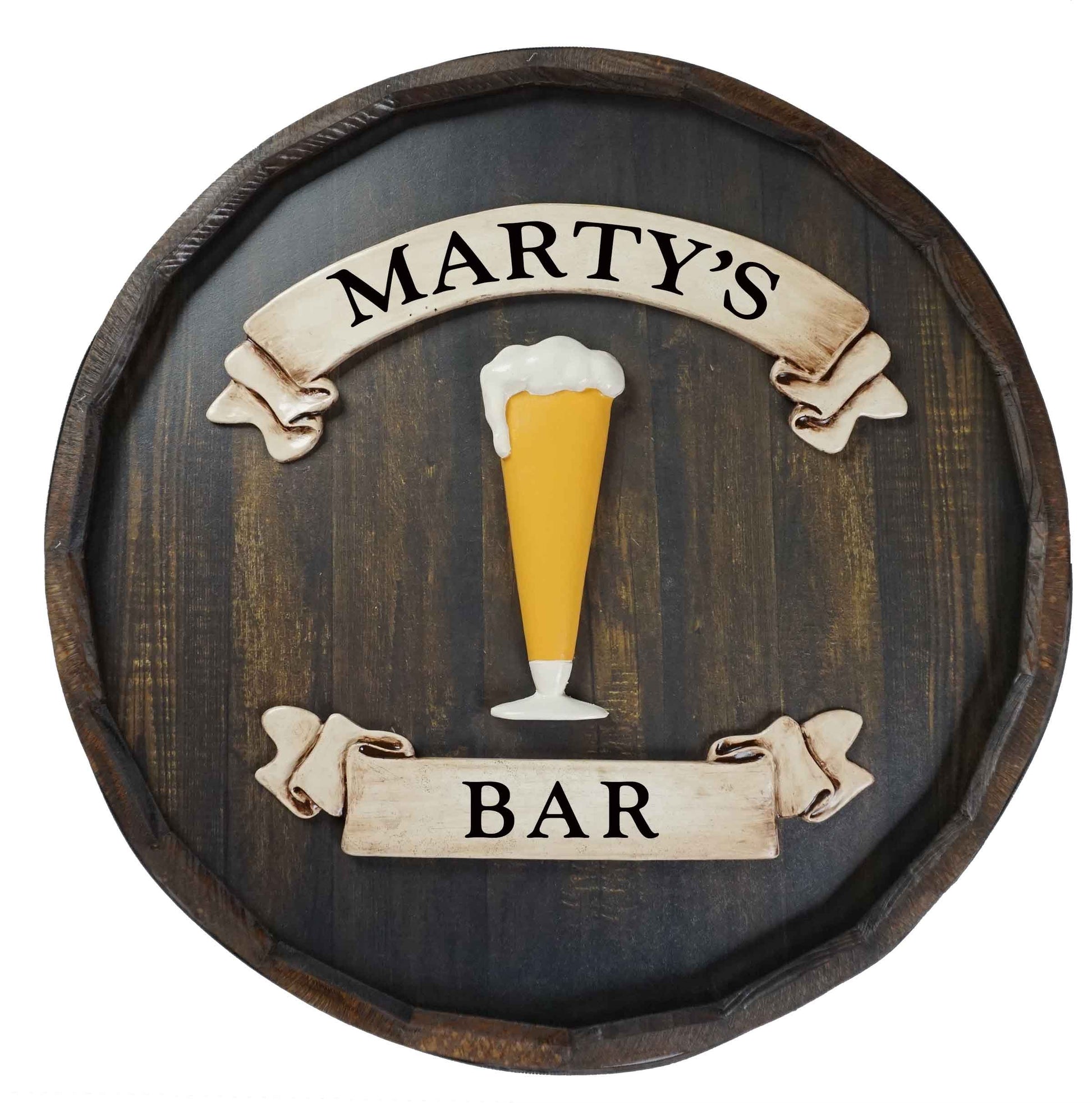 Beer Glass Quarter Barrel Sign - Personalized-Barrel Sign-1000 Oaks Barrel-Top Notch Gift Shop