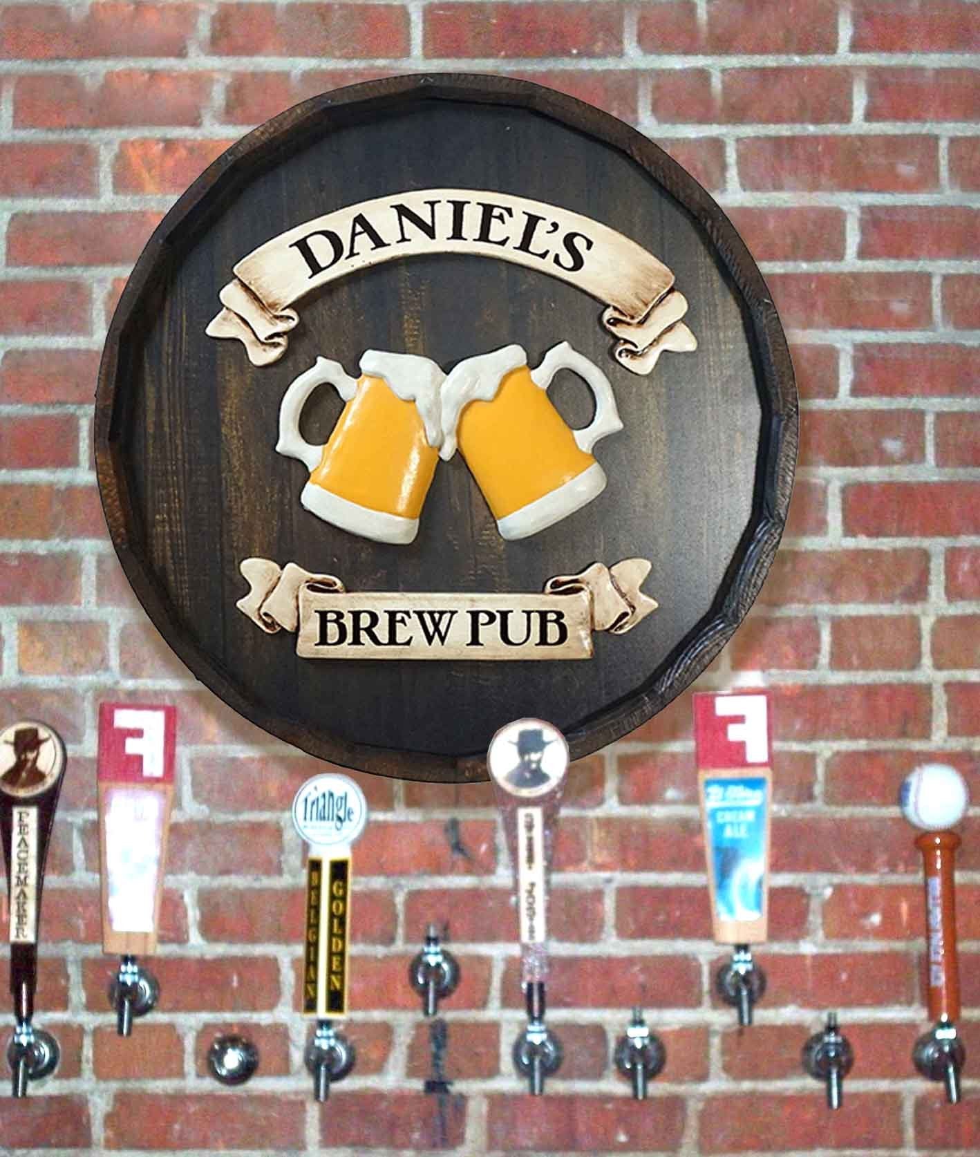 Beer Mugs Quarter Barrel Sign - Personalized-Barrel Sign-1000 Oaks Barrel-Top Notch Gift Shop