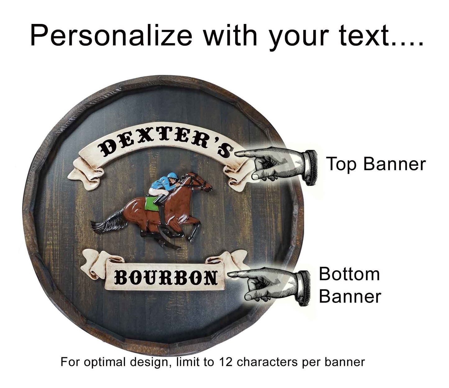 Running Horse Derby Quarter Barrel Sign - Personalized-Barrel Sign-1000 Oaks Barrel-Top Notch Gift Shop