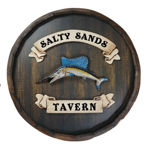 Swordfish Quarter Barrel Sign - Personalized-Barrel Sign-1000 Oaks Barrel-Top Notch Gift Shop