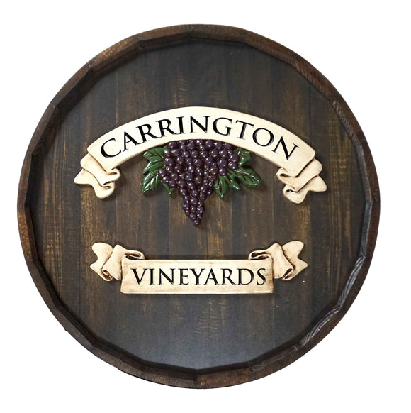 Grapes Quarter Barrel Sign - Personalized-Barrel Sign-1000 Oaks Barrel-Top Notch Gift Shop