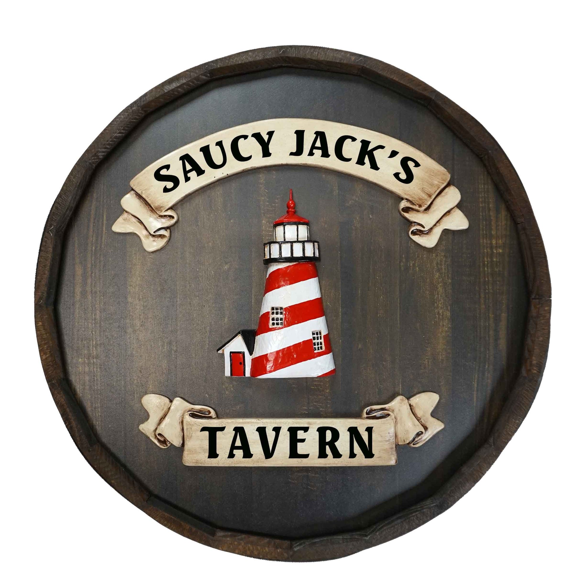 Lighthouse Quarter Barrel Sign - Personalized-Barrel Sign-1000 Oaks Barrel-Top Notch Gift Shop