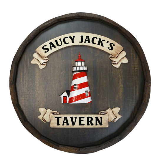 Lighthouse Quarter Barrel Sign - Personalized-Barrel Sign-1000 Oaks Barrel-Top Notch Gift Shop