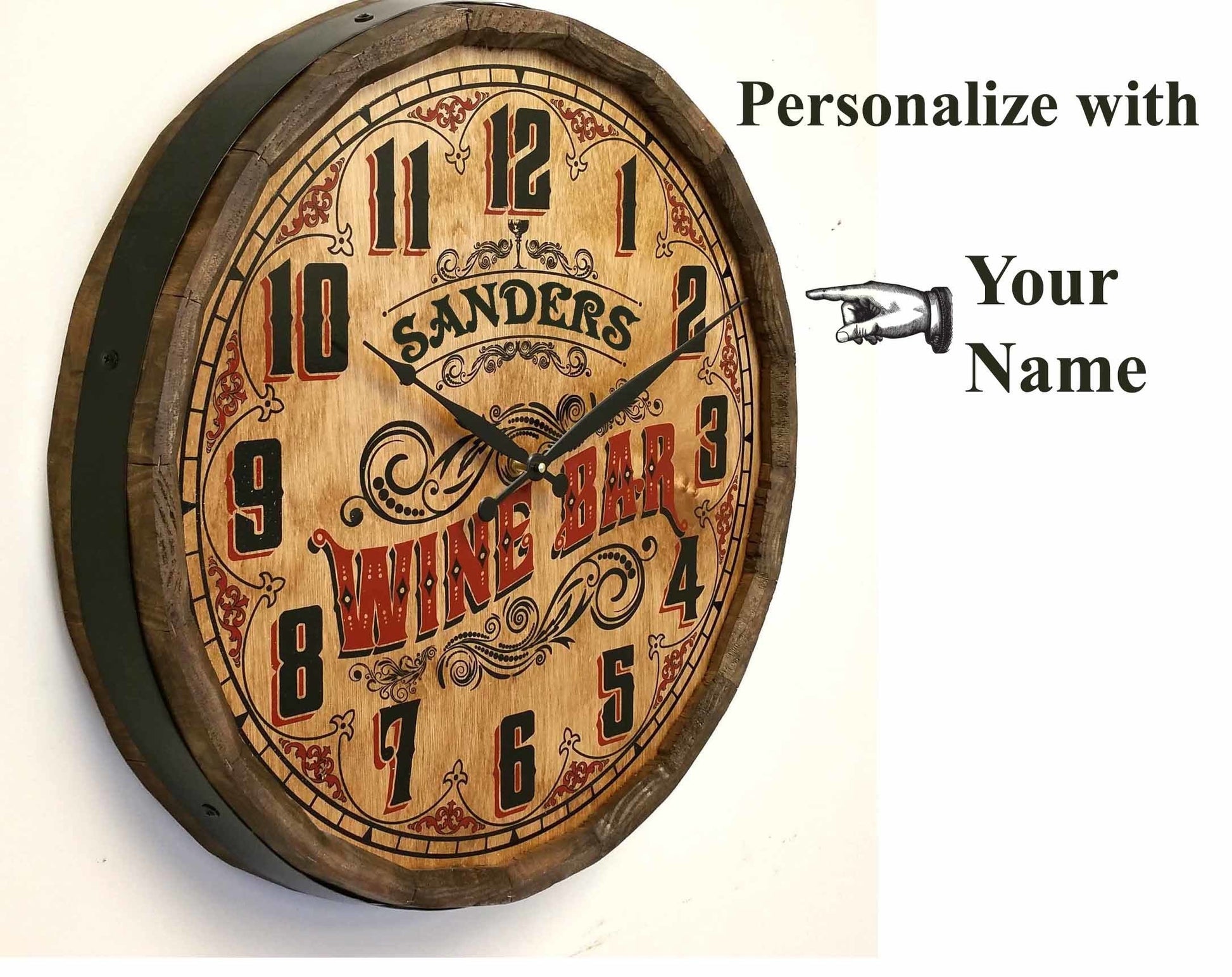 Wine Bar Quarter Barrel Clock - Personalized-Clock-1000 Oaks Barrel-Top Notch Gift Shop