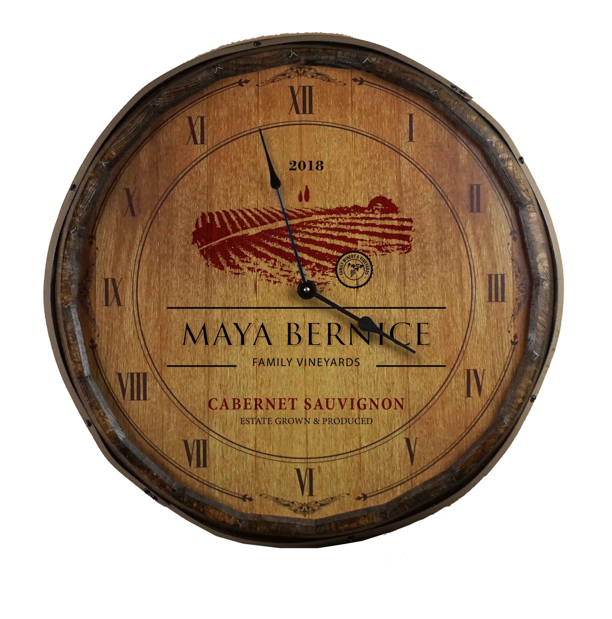 Wine Label Quarter Barrel Clock - Personalized-Clock-1000 Oaks Barrel-Top Notch Gift Shop