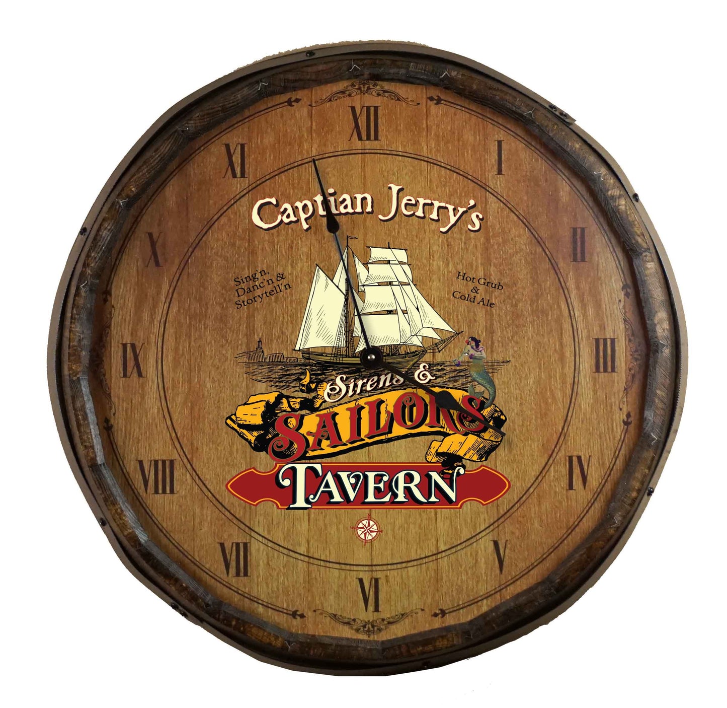 Sailor's Tavern Quarter Barrel Clock - Personalized-Clock-1000 Oaks Barrel-Top Notch Gift Shop