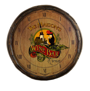 Wine Bar Too Quarter Barrel Clock - Personalized-Clock-1000 Oaks Barrel-Top Notch Gift Shop