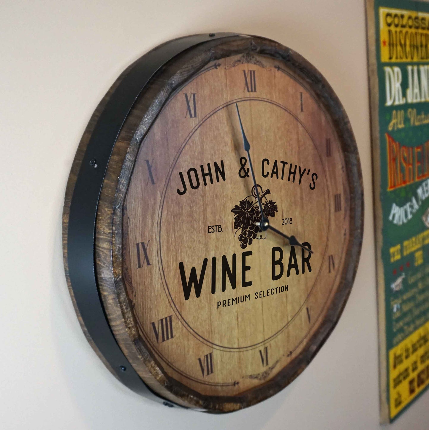 Wine Grapes Quarter Barrel Clock - Personalized-Clock-1000 Oaks Barrel-Top Notch Gift Shop