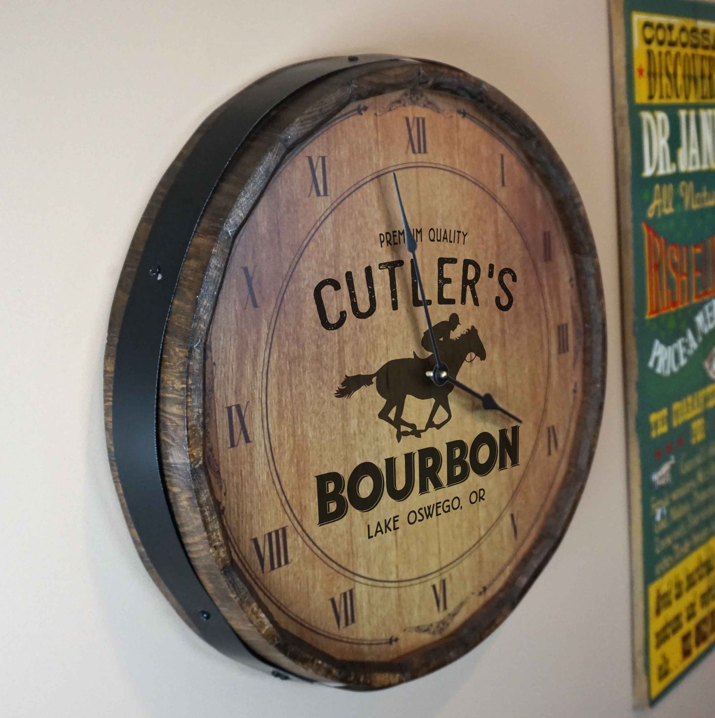 Running Horse Quarter Barrel Clock - Personalized-Clock-1000 Oaks Barrel-Top Notch Gift Shop