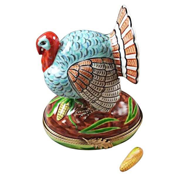 Large Turkey with Removable Ear of Corn Limoges Box by Rochard™-Limoges Box-Rochard-Top Notch Gift Shop