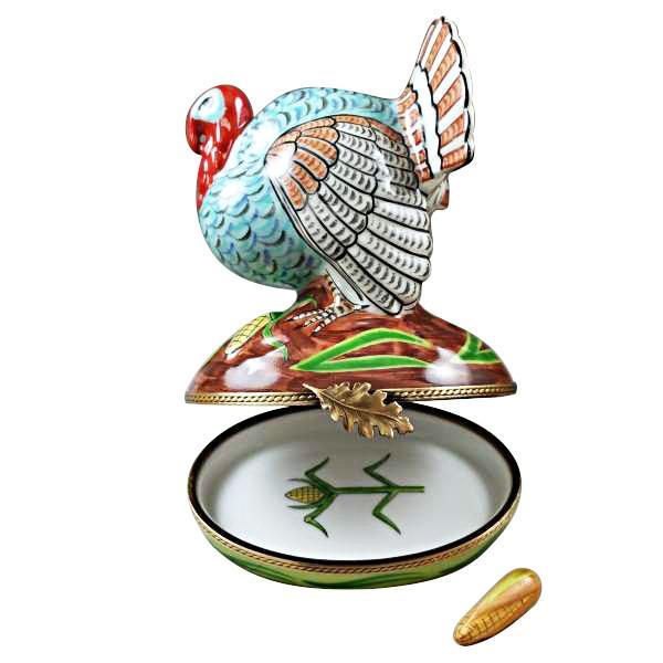 Large Turkey with Removable Ear of Corn Limoges Box by Rochard™-Limoges Box-Rochard-Top Notch Gift Shop