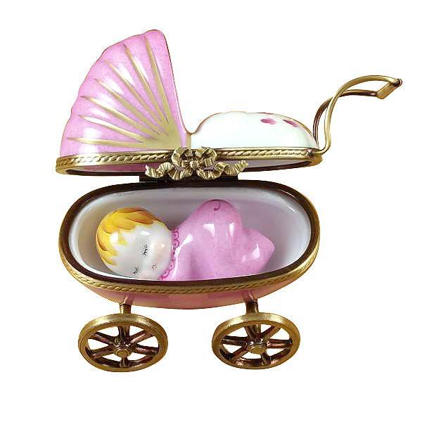 Pink Baby Carriage Limoges Box by Rochard™-Limoges Box-Rochard-Top Notch Gift Shop