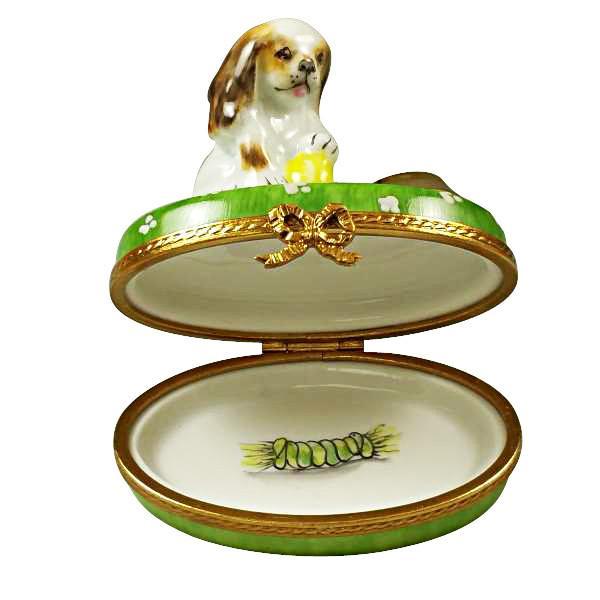 Spaniel Puppy with Bowl Limoges Box by Rochard™-Limoges Box-Rochard-Top Notch Gift Shop