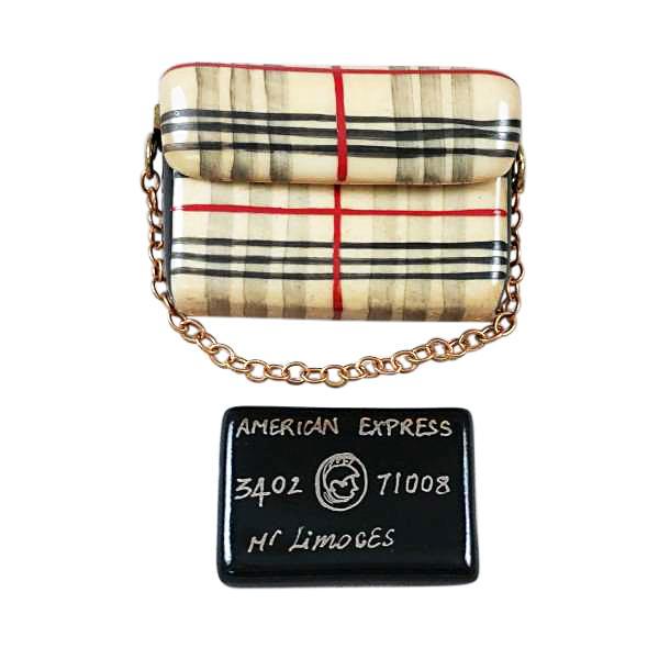 Burberry Purse with Black Amx Card Limoges Box by Rochard™-Limoges Box-Rochard-Top Notch Gift Shop