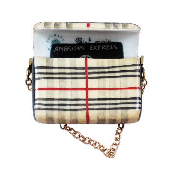 Burberry Purse with Black Amx Card Limoges Box by Rochard™-Limoges Box-Rochard-Top Notch Gift Shop