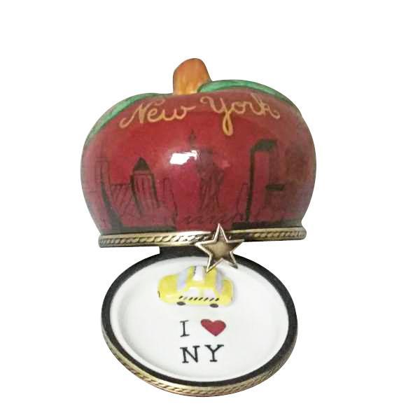 I Love New York Apple with Taxi Limoges Box by Rochard™-Limoges Box-Rochard-Top Notch Gift Shop